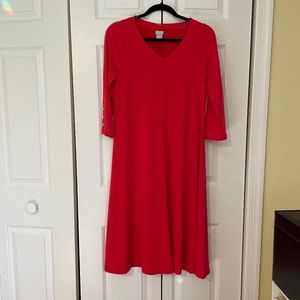 Chicos Easy Chic button-sleeve dress -- red zinnia - size small (Chico’s size 0)